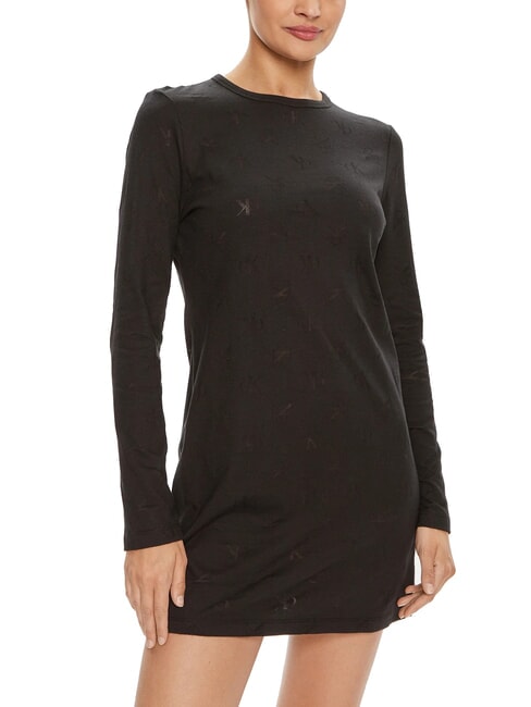 CALVIN KLEIN CK JEANS Long-sleeved dress with all-over logo monogram burnout aop black - Woman Clothes