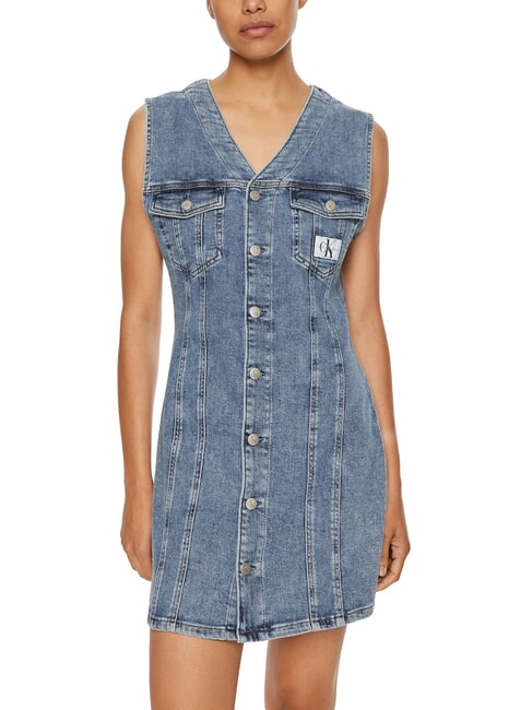 CALVIN KLEIN CK JEANS Short denim dress with armholes denim - Woman Clothes