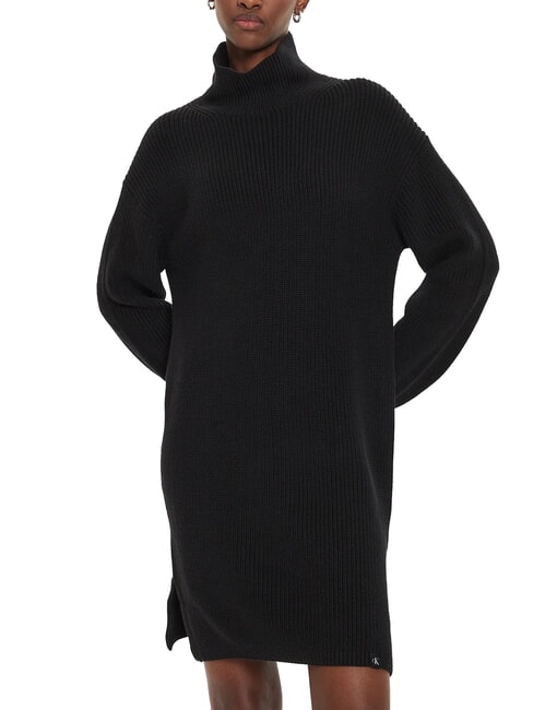 CALVIN KLEIN CK JEANS Oversized short turtleneck dress ck black - Woman Clothes