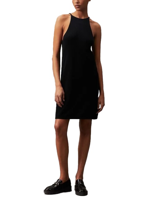 CALVIN KLEIN CK JEANS Ribbed short tank dress ck black - Woman Clothes