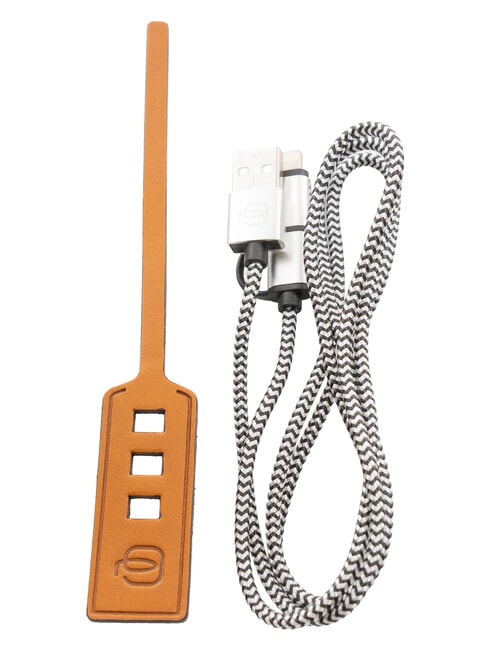 PIQUADRO BAGMOTIC Leather cable tie with USB cable Leather / Red - Travel Accessories