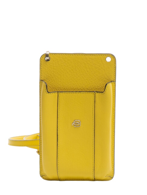 PIQUADRO CIRCLE Leather smartphone holder Yellow - Tablet holder& Organizer