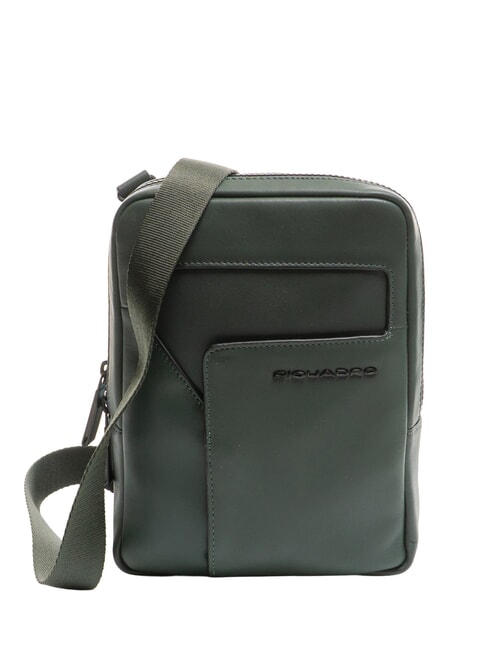 PIQUADRO W119 iPad bag, in leather GREEN - Over-the-shoulder Bags for Men