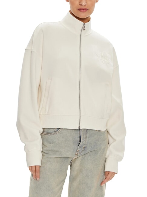 CALVIN KLEIN CK JEANS Full-zip turtleneck sweatshirt ivory - Women's Sweatshirts