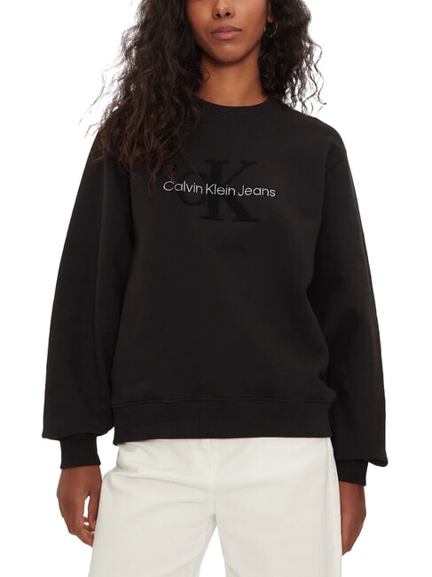 CALVIN KLEIN CK JEANS Crewneck sweatshirt with teddy logo ck black - Women's Sweatshirts