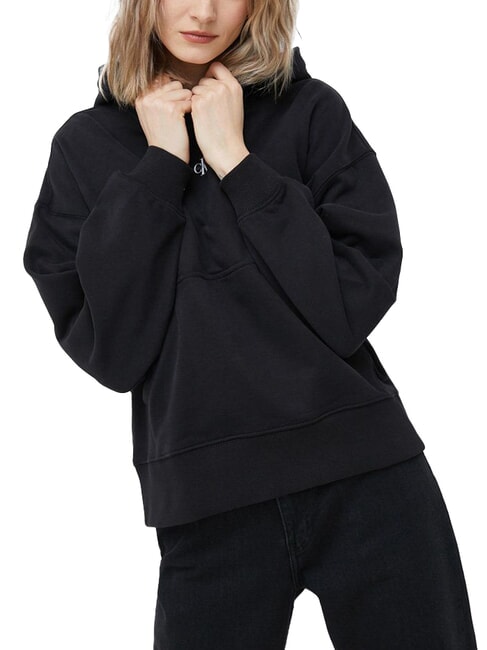 CALVIN KLEIN CK JEANS Cotton sweatshirt with hood and pocket ck black - Women's Sweatshirts