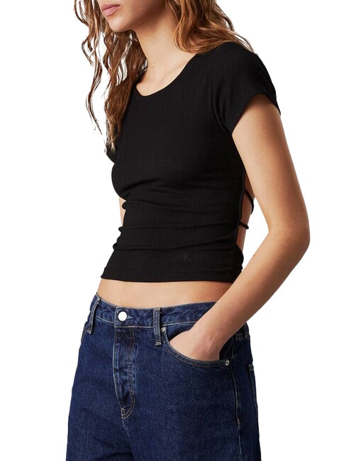 CALVIN KLEIN CK JEANS T-shirt with bare back and crossover ck black - T-shirt