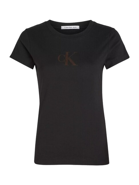 CALVIN KLEIN CK JEANS Ribbed short-sleeved T-shirt ck black - T-shirt