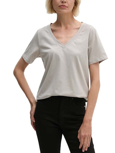 CALVIN KLEIN CK Short-sleeved V-neck T-shirt sand pebble - T-shirt
