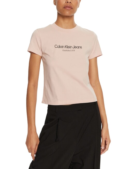 CALVIN KLEIN CK JEANS Short-sleeved T-shirt with print peach whip - T-shirt