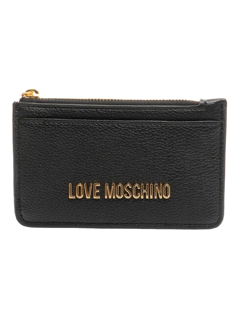 LOVE MOSCHINO JEWEL Flat card holder with zip Black - Women’s Wallets