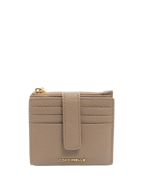 COCCINELLE METALLIC SOFT Mini leather wallet warm taupe - Women’s Wallets