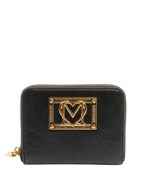 LOVE MOSCHINO LOCKED IN GOLD  Small zip-around wallet Black - Women’s Wallets