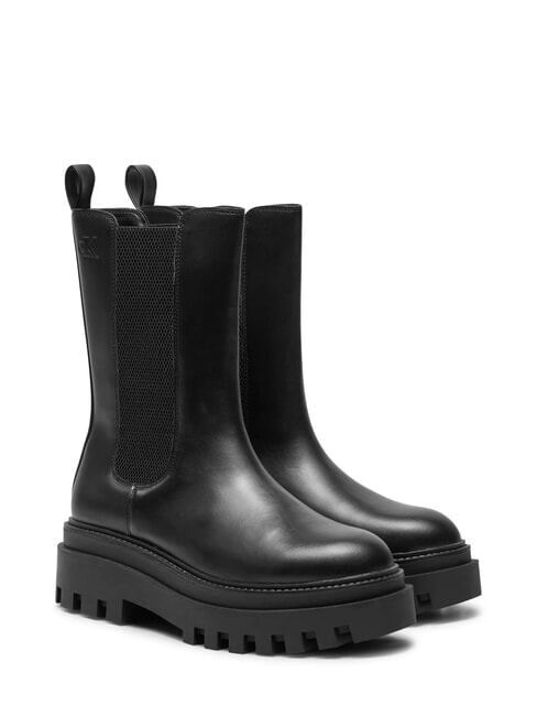 CALVIN KLEIN CK JEANS Leather platform Chelsea boots triple black - Women’s shoes