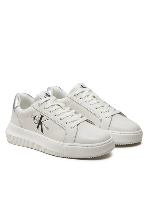 CALVIN KLEIN CK JEANS Leather sneakers bright white/silver - Women’s shoes