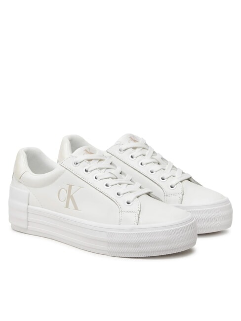 CALVIN KLEIN CK JEANS Leather platform sneakers bright white/creamy white - Women’s shoes