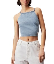 CALVIN KLEIN CK JEANS Denim crop top with laces - T-shirt