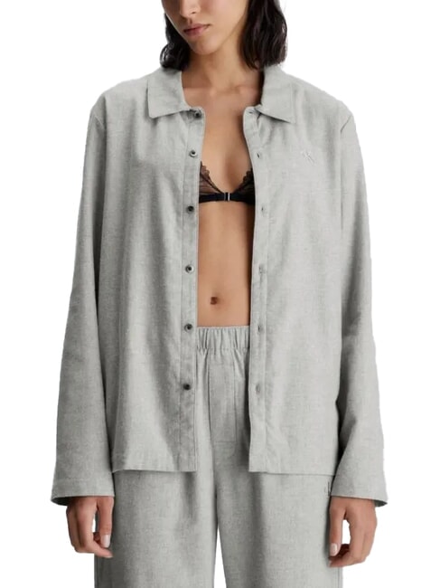 CALVIN KLEIN CK Flannel pajama shirt grey heather - Women's Pajamas