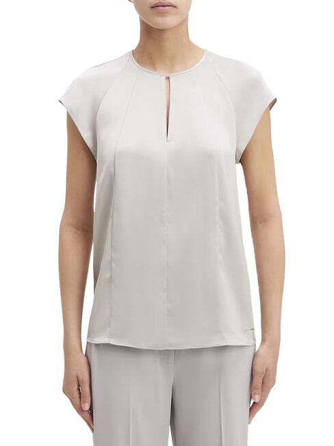 CALVIN KLEIN CK Short-sleeved satin shirt sand pebble - Shirts