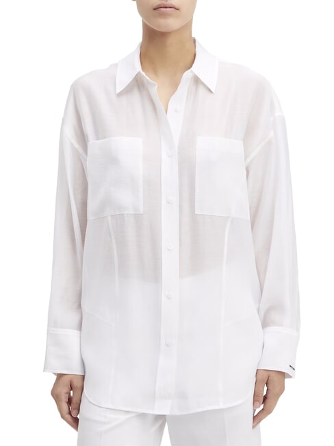 CALVIN KLEIN CK Transparent oversized cut-out shirt bright white - Shirts