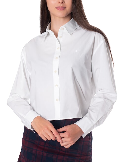CALVIN KLEIN CK JEANS Short, long-sleeved cotton shirt bright white - Shirts