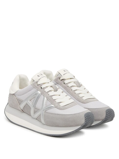 ARMANI EXCHANGE ROYALE SUEDE AIR MESH Sneakers gray+silver - Women’s shoes