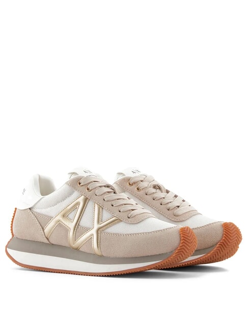 ARMANI EXCHANGE ROYALE SUEDE AIR MESH Sneakers sand+pale gold - Women’s shoes
