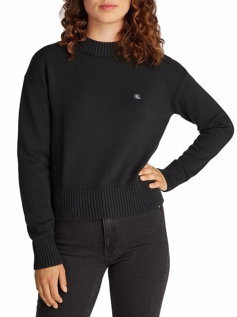 CALVIN KLEIN CK JEANS Cotton crew neck sweater ck black - Women's Sweaters