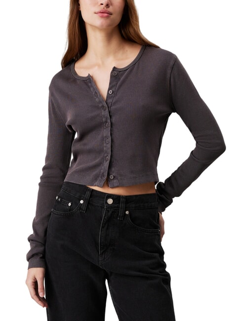 CALVIN KLEIN CK JEANS Ribbed cardigan with buttons washed black - Women's Sweaters