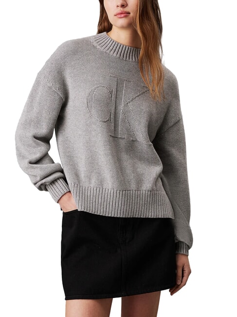 CALVIN KLEIN CK JEANS Relaxed fit crew neck sweater grey heather - Women's Sweaters