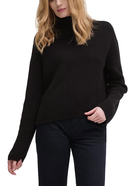 CALVIN KLEIN CK JEANS Relaxed fit cotton turtleneck sweater ck black - Women's Sweaters
