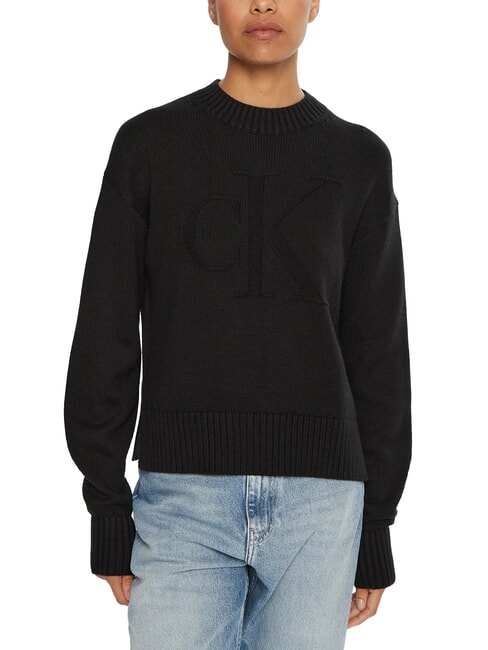 CALVIN KLEIN CK JEANS Relaxed fit crew neck sweater ck black - Women's Sweaters
