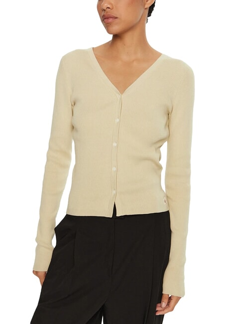 CALVIN KLEIN CK JEANS Deep V-neck cardigan pelican - Women's Sweaters