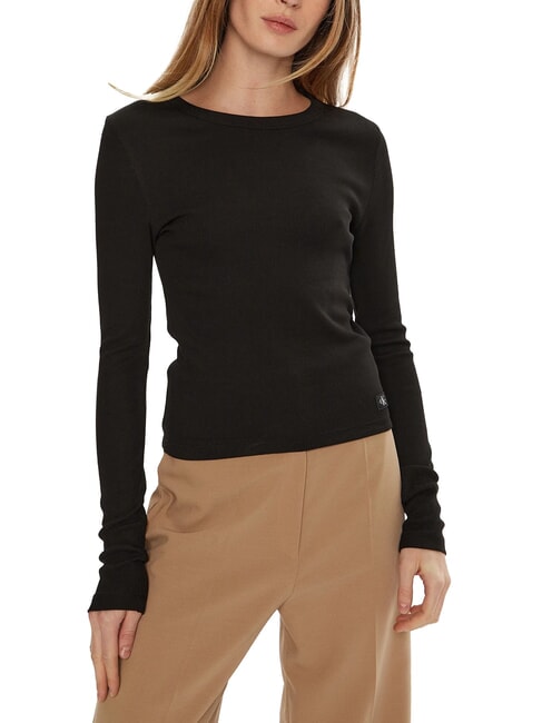 CALVIN KLEIN CK JEANS Ribbed crew neck sweater ck black - Women's Sweaters
