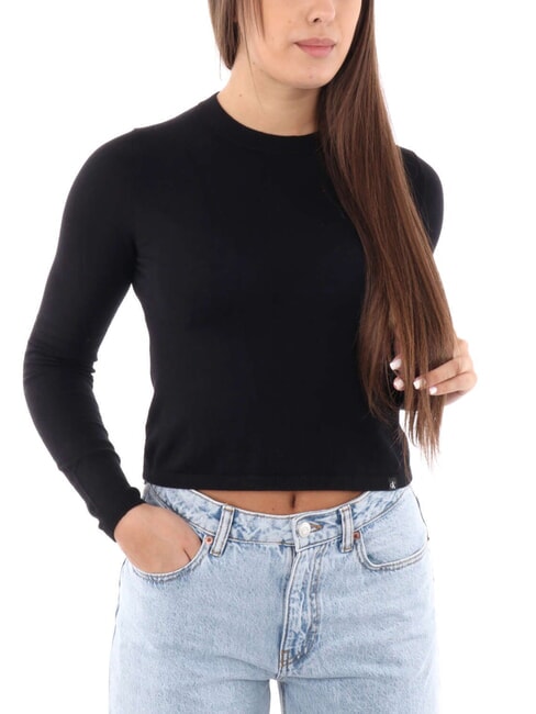 CALVIN KLEIN CK JEANS Short crew neck sweater ck black - Women's Sweaters