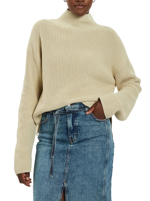 CALVIN KLEIN CK JEANS Relaxed fit cotton turtleneck sweater pelican - Women's Sweaters