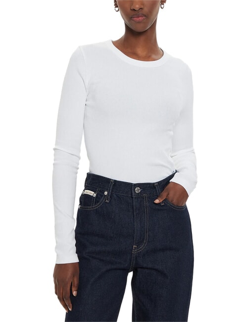 CALVIN KLEIN CK JEANS Ribbed crew neck sweater bright white - Women's Sweaters