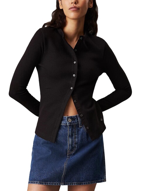 CALVIN KLEIN CK JEANS Ribbed cardigan with buttons ck black - Women's Sweaters
