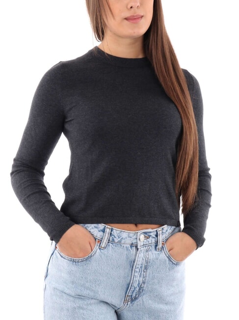 CALVIN KLEIN CK JEANS Short crew neck sweater ebony heather - Women's Sweaters