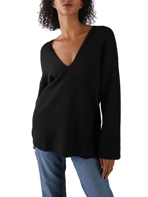 CALVIN KLEIN CK V-neck sweater with wide sleeves ck black - Women's Sweaters