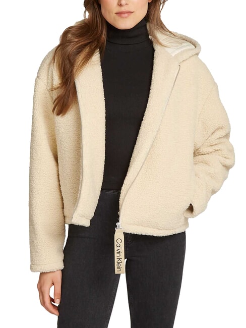 CALVIN KLEIN CK JEANS Full zip fleece jacket with hood harbor haze - Women's Jackets