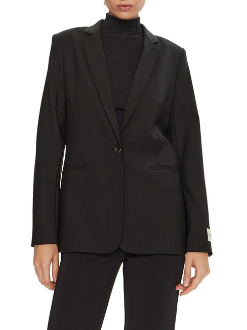 CALVIN KLEIN CK One-button wool blend blazer jacket ck black - Women's Jackets