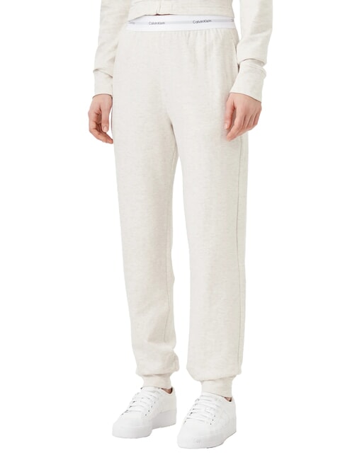 CALVIN KLEIN CK Tracksuit bottoms with logo elastic oatmeal heather - Sports suits for women