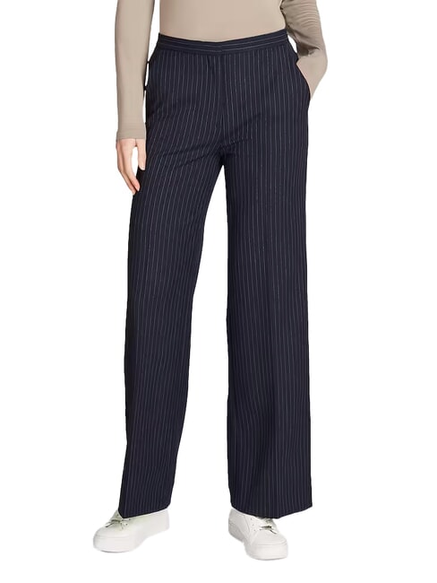 CALVIN KLEIN CK Wide-leg pinstriped trousers night sky / gray morn stripe - Women's Pants