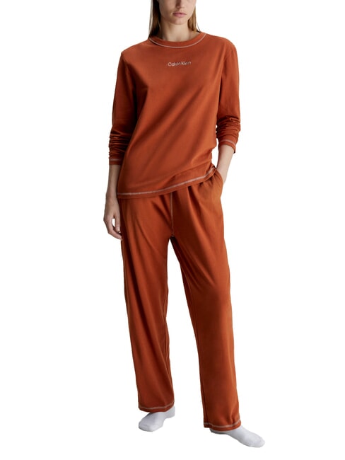 CALVIN KLEIN CK Cotton pajama set with shirt and trousers ginger bread - Women's Pajamas