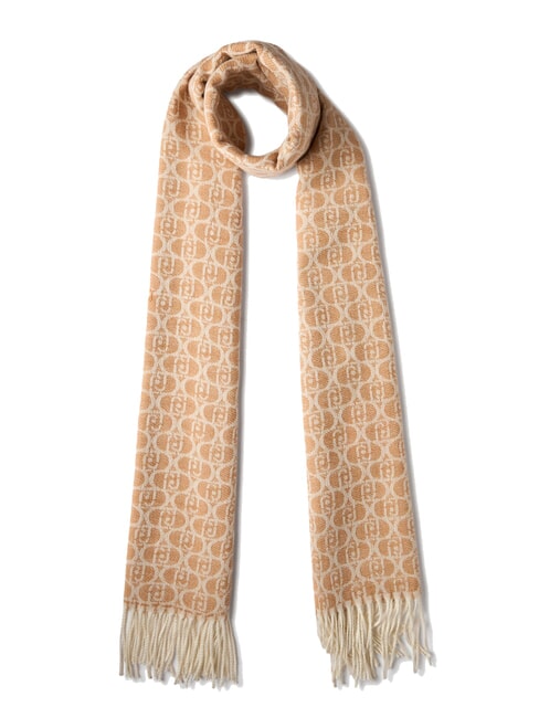 LIUJO MONOGRAM Stole with monogram logo camel - Scarves
