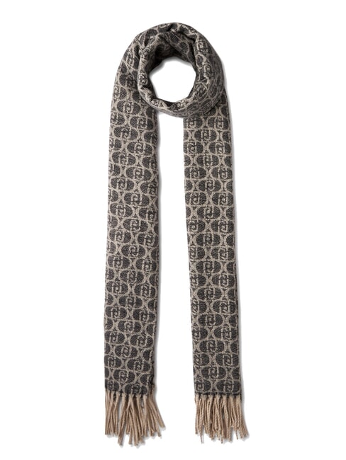 LIUJO MONOGRAM Stole with monogram logo BLACK - Scarves
