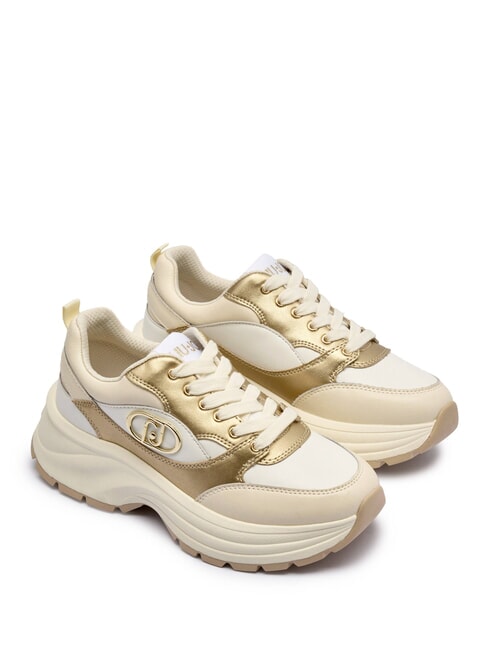 LIUJO EVA 06 Chunky leather sneakers milk/light gold - Women’s shoes
