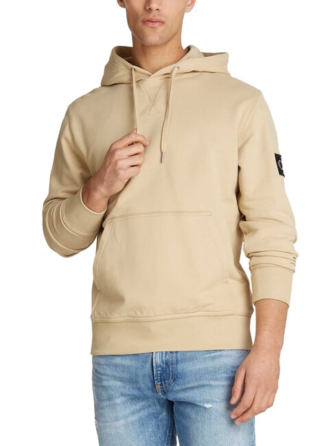 CALVIN KLEIN CK JEANS Hoodie with logo patch pale khaki - Sweatshirts