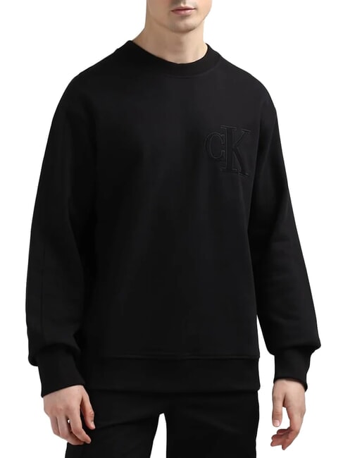 CALVIN KLEIN CK JEANS Crewneck sweatshirt with monogram logo ck black - Sweatshirts